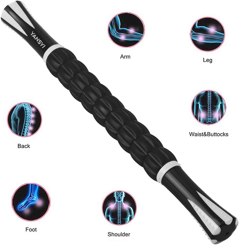 Professional 9-Roller Deep Tissue Massage Stick - Portable Muscle Recovery Roller for Athletes, Relieves Post-Workout Soreness & Leg/Back Pain - Portable Physio Tool (White) - view 6