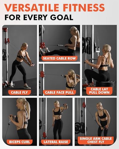 Wall Mount Cable Station, Cable Crossover Machine with Dual Pulley System and 19/27 Adjustable Positions for Home Gym Fitness Equipment - view 4