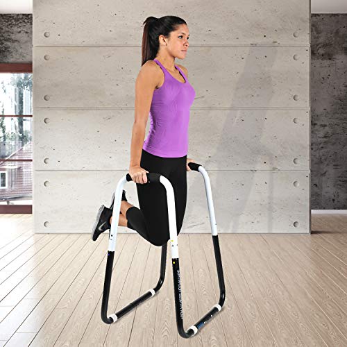 Dip Bar Fitness Station - Adjustable Width Folding Dip Stand with Angled Grips, Stable Leveling and Easy Storage - view 6