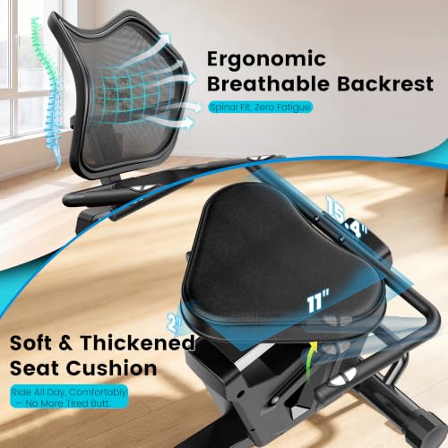 Recumbent Exercise Bikes for Home,Stationary Bike with Arm Exerciser - view 6