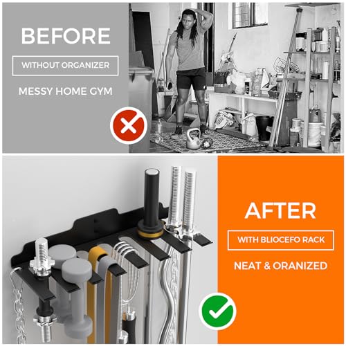 Olympic Barbell Hanger,Garage Gym Bar Wall Rack,Vertical Barbell Mount Rack,Black Powder Coated,Space Saving Commercial or Home Gym Accessory,Holds Under 33mm Bar Size - view 4