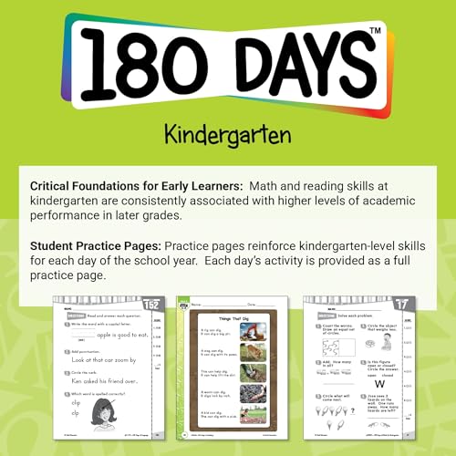 180 Days: Grade K Bundle Enhance Kindergarten Learning with 180 Days of Practice 4 Book Bundle: Daily Reading, Writing, Grammar, and Math Practice Sheets with Assessments - view 3