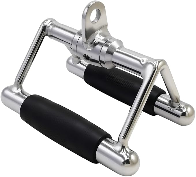 LAT Pull Down Bar,V-Shaped Rotating Straight Press Down Bar,Tricep Rope,Strength Training Double D Row Handle Cable Attachment for Weight Workout,Cable Machine Accessories - view 3