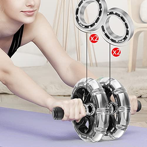 Fitness Roller with Bearing Abdominal Exerciser, Dual - Wheel Core Trainer with Pull Strap Set, Quiet ABS Wheels and Anti - Slip Foam Handles for Home Waist Slimming - view 3