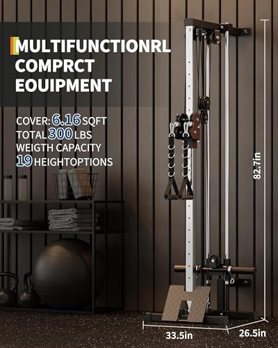 Wall Mount Cable Machine with 19 Positions Dual Pulley System, Attachments - view 4