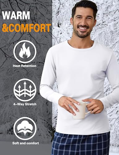 Men's Thermal Long Sleeve Shirts Fleece Lined High Stretch Thermal Underwear Tops Base Layer for Men Cold Weather Gear - view 5