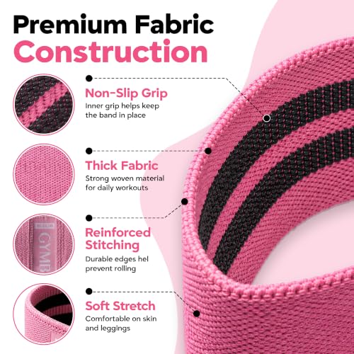Premium Resistance Bands for Working Out - Exercise Bands to Workout Glutes, Thighs & Legs - No Slip Cloth Booty Bands for Gym & Home Fitness, Yoga, Strength & Pilates for Men/Women - 3 Levels - view 4