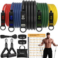 Resistance Bands, 10-150 LBS Exercise Bands with Handles, Ankle Straps & Door Anchor, Adjustable Workout Bands for Full Body Strength Training, Home, Gym & Travel