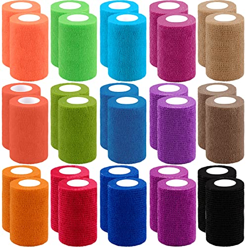 30 Rolls Self Adhesive Bandage Wrap 3 inch Self Adherent Tape(Rainbow)