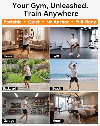 Weighted Ropeless Battle Ropes – Cordless Battle Ropes, Portable & Quiet Home Gym Workout Equipment | Low-Impact HIIT & Strength Training for Men & Women | Includes Workout Poster-Black - view 7