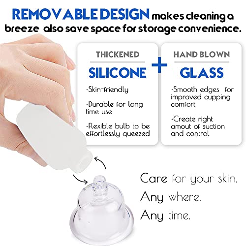 4 PCS Glass Facial Cupping Set | Silicone Vacuum Suction | Cupping Massage Therapy | A Kit For Anti Cellulite, Anti Wrinkle and Instantly Ageless Skin | For Eyes, Face and Body(White) - view 2