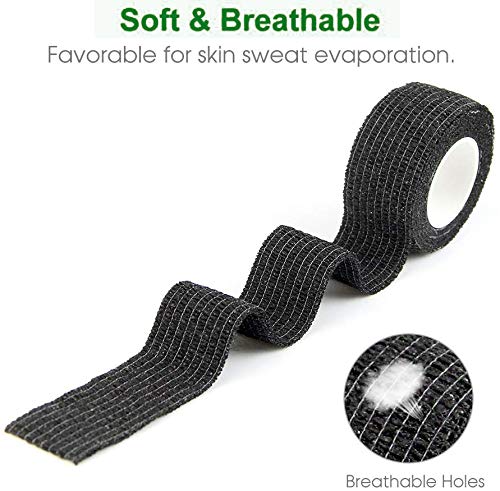 Self Adhesive Bandage Rolls Grip Cover Sensi Wrap Tape for Sports,Wrist,Ankle,Pets 5-Yards 24pcs (1 inch, Black) - view 5