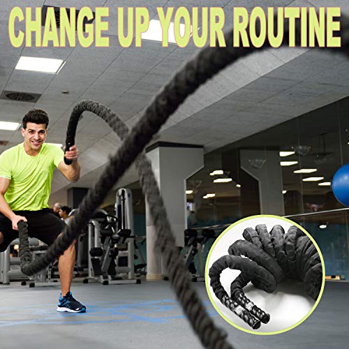 Heavy Duty Battle Rope with Portable Anchor Kit, 1.5 and 2 inch by 30ft, Perfect for Muscle Training Exercise, Fitness, Cardio Workout and Crossfit - view 7