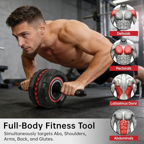 Ab Roller Wheel with Knee Pad, Core Strength Trainer for Home Gym, Abdominal Workout Equipment for Men & Women - view 6