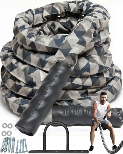 Battle Rope for CrossFit & Undulation Training - w/Anchor Kit for Gym Exercise