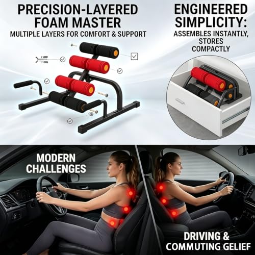 Mini Inversion Table with Rollers for Back Pain Relief Easy to Assemble Back Extension Machine with 297LBS Weight Capacity Spinal Decompression Table for Home Gym Red - view 5