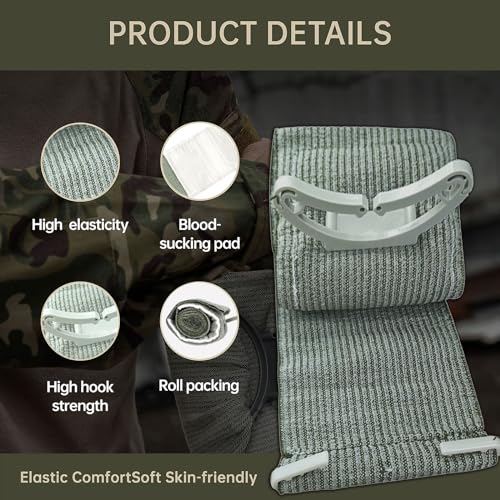 Israeli Style Emergency Bandage, Multifunctional First Aid Device Compression Trauma Wound Dressing for Emergency Combat Shooting Self Rescue Medical Trauma Kit (Two 6-inch) - view 4