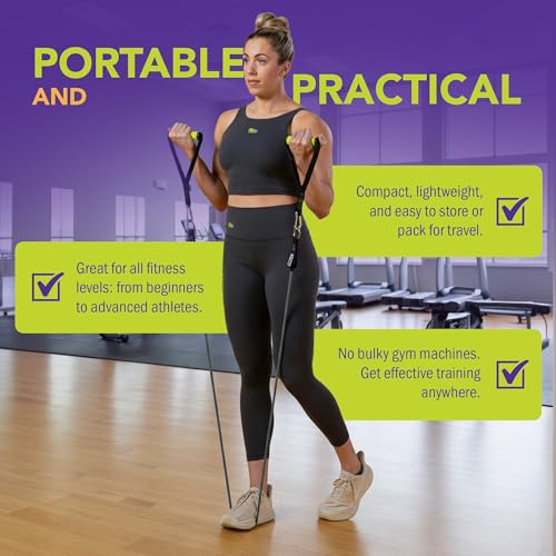 Resistance Training Power Tube, Natural Rubber Exercise Band for Strength Training, Stretching, Yoga, Pilates & Full Body Workouts, Carabiner Loop Design - view 6