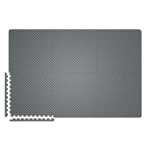 Home Gym Flooring Tiles - Interlocking Floor Mats for Exercise Equipment, Weight Training, Martial Arts - Non-Slip, Noise-Dampening EVA Foam Squares - 6-Pack 24x24x0.5-Inch Pads - view 3