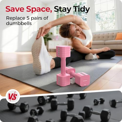 DB3 5-in-1 Adjustable Dumbbell Set, 6LB/10LB Pair Adjustable Weights for Women at Home, Dual Locking Stable Hand Weights with TPU Soft Handle, Home Gym, Rehab, Pilates, Yoga, Strength Training - view 5