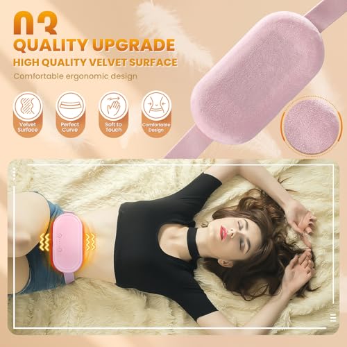 Portable Electric Heating Pad for Period Cramps, Menstrual Heating Pads with 4 Heat Levels and 4 Vibrating Modes for Women Stomach Pain Relief- White - view 3