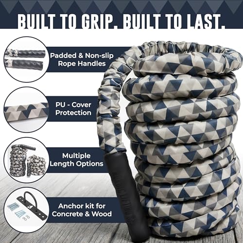 Battle Rope for CrossFit & Undulation Training - w/Anchor Kit for Gym Exercise - view 2
