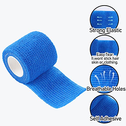 Self Adhesive Bandage Wrap, 12pcs 2" x 5 Yards, Breathable Elastic Cohesive Bandages, Vet Wrap, Tattoo Handle Grip Tube, Sports Tape Bulk for First Aid Supplies, Wrist Sprains Protection - view 3