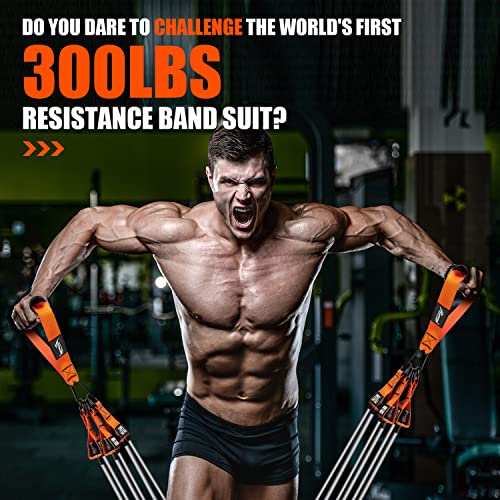 Heavy Resistance Bands, 300LBS Exercise Bands for Working Out, Fitness Bands with Handles, Workout Bands for Men, Weight Bands Set for Muscle Training, Strength, Slim, Yoga, Home Gym Equipment - view 2