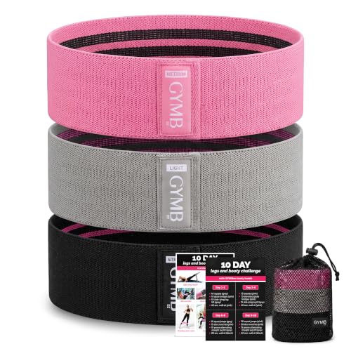 Premium Resistance Bands for Working Out - Exercise Bands to Workout Glutes, Thighs & Legs - No Slip Cloth Booty Bands for Gym & Home Fitness, Yoga, Strength & Pilates for Men/Women - 3 Levels