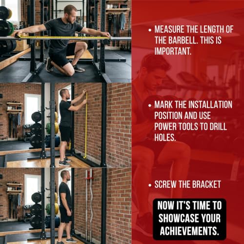HIFLAME Double Barbell Storage Wall Mounted Storage Rack, Wall Barbell Rack, Olympic Wall Mount Barbell Holder,Vertical Hanging Barbell Rack.Suitable for Gym, Home Fitness. (Black) - view 5