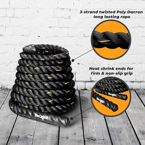 Yes4All 1.5/2 Inch Battle Ropes with Extra Protective Sleeve, Workout Ropes for Cross-Training Home Gym & Fitness Exercises, Strength Training - 30,40,50 Feet Lengths Available - view 2
