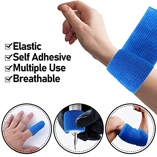 Self Adhesive Bandage Wrap, 12pcs 2" x 5 Yards, Breathable Elastic Cohesive Bandages, Vet Wrap, Tattoo Handle Grip Tube, Sports Tape Bulk for First Aid Supplies, Wrist Sprains Protection - view 4