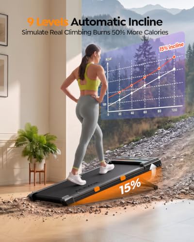 Walking Pad Treadmill with 15% Auto Incline, Under Desk Treadmill for Home - view 2