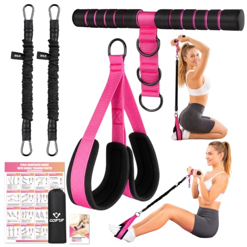 Adjustable Pedal Resistance Band with Handle, Poster, Carry Bag and 2 Tube