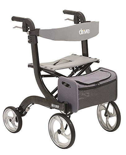 RTL10266BK Nitro Foldable Rollator Walker with Seat, Black
