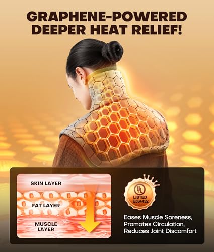Graphene-Infused Instant Heating Pad with 3M Thinsulate, Ergonomic Weighted Heating Pad for Neck and Shoulders and Back, Heated Neck Wrap w/ 6 Heat Options 4 Auto Timer, Gifts for Women Men - view 4