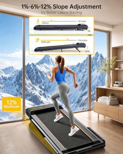 Walking Pad Treadmill with 12% Incline, 4 in 1 Foldable Treadmill with Handle Bar for Home/Office, Under Desk Treadmills Portable Folding Walking Pad with App & Bluetooth Speaker, 0.6-10MPH - view 2