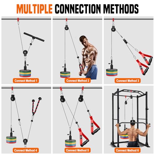 Weight Cable Pulley System Gym, Upgraded Cable Pulley Attachments for LAT Pull Down, Biceps Curl, Tricep, Arm Workouts - Home Gym Add On Equipment - view 3