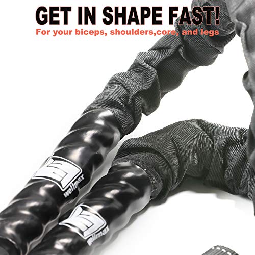Heavy Duty Battle Rope with Portable Anchor Kit, 1.5 and 2 inch by 30ft, Perfect for Muscle Training Exercise, Fitness, Cardio Workout and Crossfit - view 4