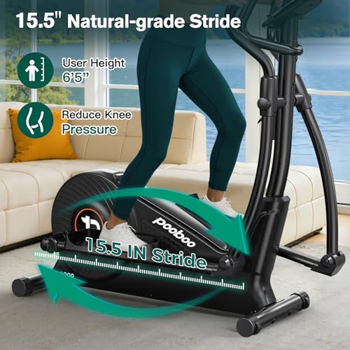 Elliptical Exercise Machine with 16-Level Resistance&Quiet Magnetic Driving System, Elliptical Machine for Home with LCD Monitor,15-17IN Stride,350LB Capacity - view 2