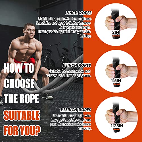 Poly Battle Rope with Cloth Sleeve -1.25/1.5/2 Inch Diameter 30' 40' 50' Lengths -Gym Muscle Toning Metabolic Workout Fitness, Battle Ropes for Home Gym - view 3