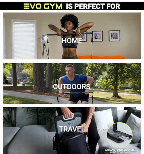 EVO Gym - Portable Home Gym Strength Training Equipment, At Home Gym | All in One Gym - Resistance Bands, Base Holds Gym Bar & Handles for Travel | Portable Gym & Home Exercise Equipment - view 2