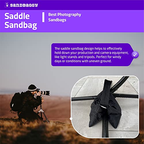 Saddle Sandbags (Black) - Comes Pre Filled with 15 lbs. of Sand (25 lb. Weight Capacity) - Weights for Photography, Tents, Outdoor Equipment - view 6