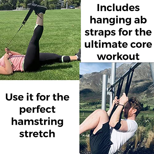 Suspension Trainer, Bodyweight Training Straps for Full Body Workouts at Home, Includes Door Anchor, Extension Arms and Advanced Foot Straps. Green - view 6