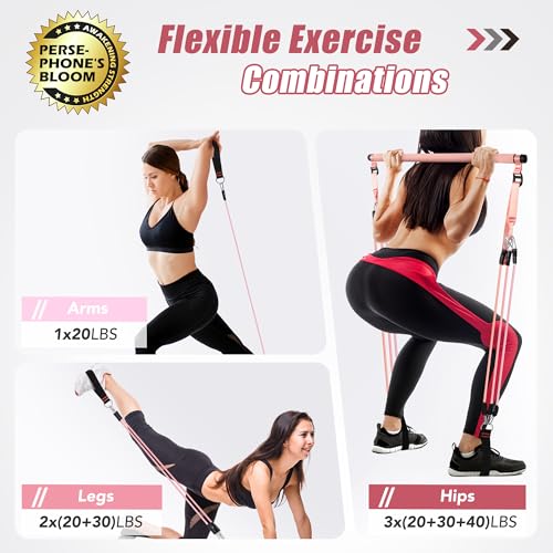 Upgraded Pilates Bar Kit with Resistance Bands Natural Latex for Women & Men, Heavy-Duty Stainless Steel Multifunctional Yoga Pilates Stick for Home Gym Exercise Fitness Equipment Full-Body Workouts - view 2