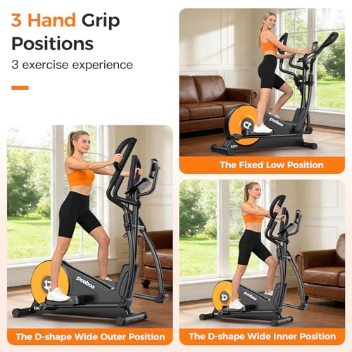Elliptical Exercise Machine, Elliptical Machine with 16-Level Resistance&Quiet Magnetic Driving System, Elliptical Machine for Home with LCD Monitor,16IN Stride,350LB Capacity - view 3