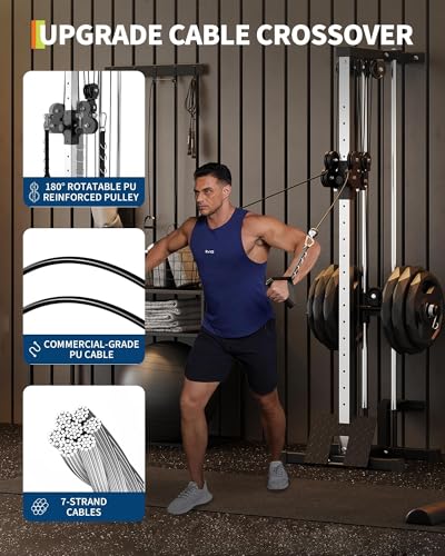 Wall Mount Cable Machine with 19 Positions Dual Pulley System, Attachments - view 5
