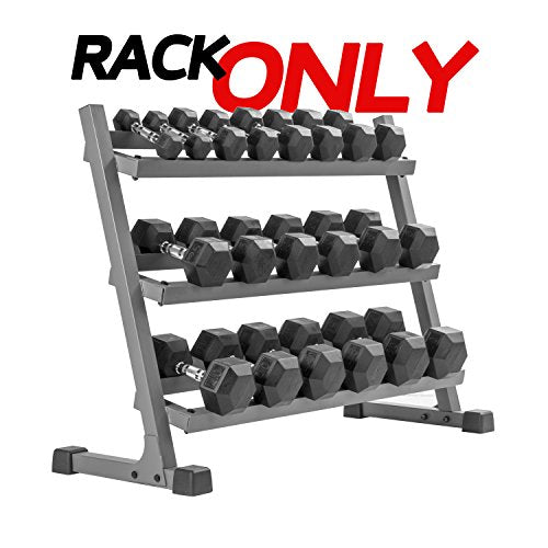3-Tier Dumbbells Weight Storage Rack, Holds 5-50 Pound Hex Dumbbells Weight Set (10 Pairs Capacity), Gray or Black - view 2