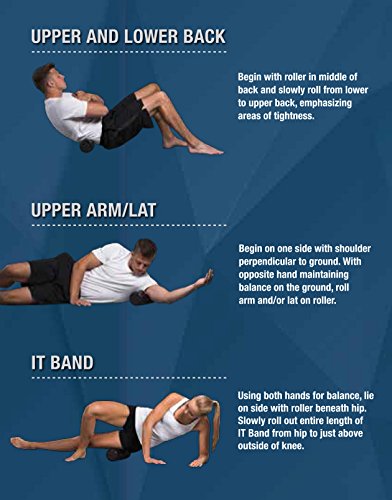Travel Size Foam Roller, High-Density Black Foam, Flexibility, MyoFascial Release, Compact & Portable, Includes Four-Color Exercise Program Providing Common Foam Rolling Techniques. - view 5