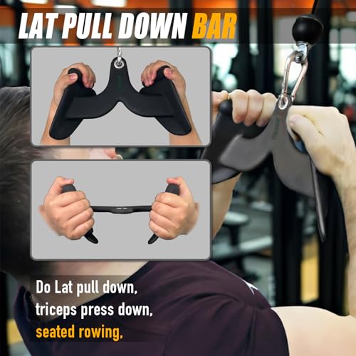 Home Gym Fitness Rowing T-bar V-bar Pulley Cable Machine Attachment, Bicep Curl Tricep LAT pulldown Bar Back Strength Training Handle Grips LAT Pull Down Bar for Seat Row Workout - view 5